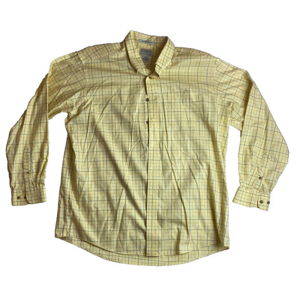 L.L. Bean Other - LL‎ Bean Wrinkle Resistant Yellow Plaid Long Sleeve Cotton Button Dress Shirt XL